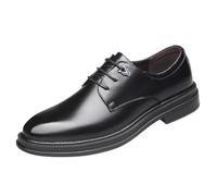 Men’s Lace Up Leather Oxford Shoes Round Toe Anti Slip Formal Business Office Work Dress Footwear for Daily Use(Black,44 EU)