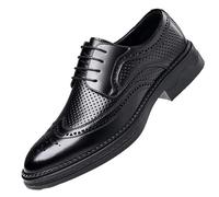 Men’s Luxury Leather Height-Increasing Dress Shoes Hollowout Lace-Up Formal Business Shoes Comfortable & Stylish(Black,44 EU)
