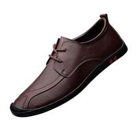 Men’s Modern Lace-Up Leather Oxford Shoes Low Top Formal Dress Party Shoes Comfortable & Stylish(Brown,41 EU)