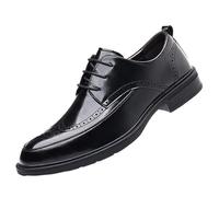 Men’s Modern Vintage Brogue Leather Shoes Low Top Casual Dress Shoes for Prom & Formal Events(Black,42 EU)