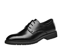 Men’s Orthopedic Comfort Lace Up Oxford Shoes PU Leather Pointed Toe Low Top Business Dress Shoes(Black,41 EU)