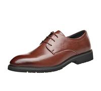 Men’s Orthopedic Comfort Lace Up Oxford Shoes PU Leather Pointed Toe Low Top Business Dress Shoes(Brown,44 EU)