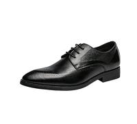 Men’s Pointed Toe Lace-Up Leather Oxford Shoes Business & Casual Dress Shoes for Office Wedding Party(Black,44.5 EU)