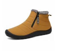 Men’s Snow Boots - Warm Plush Lined, Waterproof Cloth Upper, Easy Slip-on Outdoor Boots with Non-Slip Rubber Sole (Yellow,39)