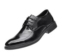 Men’s Vintage Lace Up Leather Oxford Shoes Height Increase Non Slip Fashionable Office Business Footwear(Black,41 EU)