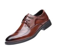 Men’s Vintage Lace Up Leather Oxford Shoes Height Increase Non Slip Fashionable Office Business Footwear(Brown,41 EU)