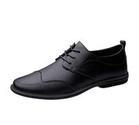 Men’s Vintage Lace-Up Leather Oxford Shoes Plain Toe Office Uniform Shoes Comfortable & Classic(Black,43 EU)