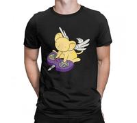 Men Sakura Card Captor Kero Playing Games T Shirt Cardcaptor Pure Cotton Tops Crazy Short Sleeve O Neck Tees T-Shirt Black S