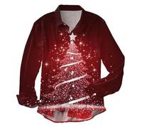 Men Shirts T-shirt de Noël pour homme avec impression numérique 3D Chemise décontractée décontractée pour homme élégant, rouge, M