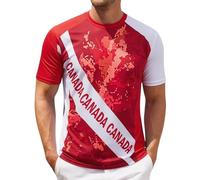 Men T Shirt Maillot Respirant pour Supporters Entraînement Sorties Décontractées Logo Équipe Imprimé Coupe Ajustée Idéal Activités Extérieures Jours Sweat Shirt Homme (Red, S)