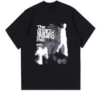 Men T Shirt Oversized Cotton Short Sleeve Shadow Print Y2k Top Tees Harajuku Streetwear Vintage Graphic Korean Aesthetic Clothing Black 3XL