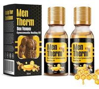 Men Therm Bee Venom | Mentherm Bee Venom Gynecomastia Heating Oil | Men Therm Bee Venom Oil, Mentherm Bee Venom Gel,Gynecomastia Tightening for Men (2pcs)