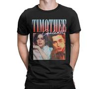 Men Timothee Chalamet Vintage T Shirt Pure Cotton Clothing Funny Short Sleeve Crew Neck Tee Shirt Black XXL