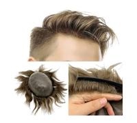 Men Toupee 6" Human Hair Systems 0.04~0.06 mm Thin Skin PU Base Invisible Knot Natural Hairline 8x10" Men's Capillary Prothesis Hairline Fine(6 inches 120%)