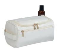 Men Vintage Luxury Toiletry Bag Travel Necessary Business Cosmetic Makeup Cases Male Hanging Storage Organizer Wash Bags Convient au Shopping, aux Voyages, aux Rencontres(Beige-PU)
