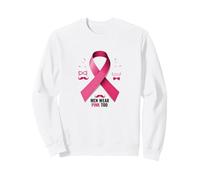 Men Wear Pink Too Ruban de Soutien pour la Sensibilisation au Cancer du Sein Sweatshirt, Unisexe pour Adultes, Blanc, S