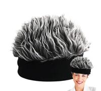 Men Wig Hat - Spiked Hair Fleece Lining Knitted Cap | Elastic Short Hair