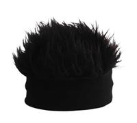 Men Wig Hat - Spiked Hair Fleece Lining Knitted Cap | Elastic Short Hair