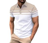 Men Within T-shirts pour homme - Coupe ajustée - Chemise à manches courtes personnalisée pour homme - Imprimé rayé classique - Col en coton - T-shirt à manches courtes - Pour rendez-vous en plein air