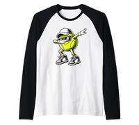 Men Women and Kids Funny Dabbing Tennis Ball Sports Lover Manche Raglan