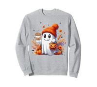 Men Women Autumn Cute Ghost Drinking Coffee Halloween Spooky Sweatshirt