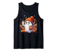 Men Women Autumn Cute Ghost Drinking Coffee Spooky Halloween Débardeur