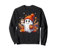 Men Women Autumn Cute Ghost Drinking Coffee Spooky Halloween Sweatshirt