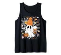 Men Women Autumn Cute Spooky Ghost Drinking Coffee Halloween Débardeur