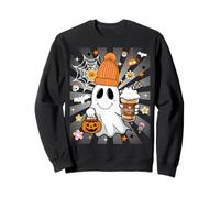 Men Women Autumn Cute Spooky Ghost Drinking Coffee Halloween Sweatshirt