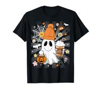 Men Women Autumn Cute Spooky Ghost Drinking Coffee Halloween T-Shirt