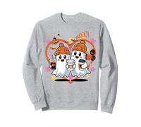 Men Women Autumn Spooky Halloween Cute Ghost Drinking Coffee Sweatshirt