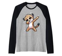 Men Women Kids Cool Cheetah Dabbing Animals Wildlife Parties Manche Raglan