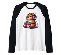 Men Women Kids Funny Capybara Video Games Controller Gaming Manche Raglan