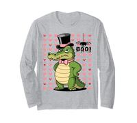 Men Women Kids Groovy Retro Funny Alligator Spooky Halloween Manche Longue