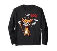Men Women Kids Trendy Funny Giraffe Boo Spooky Halloween Manche Longue