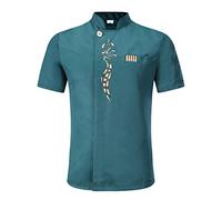 Men Women Kitchen Chef Jacket Summer Breathable Hotel Uniform Restaurant Cafe Barber Shop Work Clothes Bakery Cooking Shirt (Color : Green Size : 2XL Code) (Green L Code)