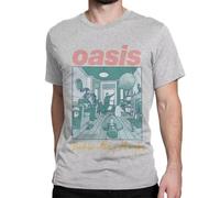 Men Women's T-Shirts Definitely Maybe Artwork Band Funny Cotton Tees O-Oasis T Shirts Crewneck Clothes Gift Idea (1) Grey M