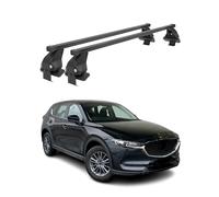 Menabo Barres de toit compatibles avec Mazda CX-5 2017-2025 en acier 50 kg Noir 2 pièces Sans rails pour porte-vélos, coffres de toit, porte-skis verrouillables