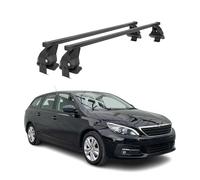 Menabo Barres de toit compatibles avec Peugeot 308 Break 2013-2021 en acier 50 kg Noir 2 pièces Sans rails pour porte-vélos, coffres de toit, porte-skis verrouillables
