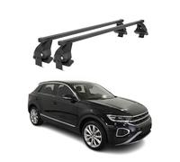 Menabo Barres de toit compatibles avec VW T-ROC 2017-2025 en acier 50 kg Noir 2 pièces Sans rails pour porte-vélos, coffres de toit, porte-skis verrouillables