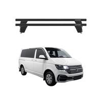 OMAC Barres de Toit transversales en Aluminium compatibles avec VW T5 T6 T6.1 Transporter Multivan Caravelle 2003-2024 - Antivol - Rainure en T - Testées City Crash - Charge Max 75 kg Noir