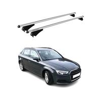 Menabo Barres de toit transversales compatibles avec Audi A3 Sportback 2013-2020 | Porte-vélos TÜV porte-bagages de toit, coffre de toit, pièces de toit en aluminium, 2 pièces, argenté