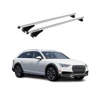 Menabo Barres de toit transversales compatibles avec Audi A4 B9 Allroad 2015-2019 | Porte-vélos TÜV Barres de toit Barres de toit Barres de toit en aluminium 2 pièces Argenté