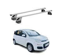 Menabo Lot de 2 barres de toit compatibles avec Fiat Panda III 2015-2023 en acier argenté