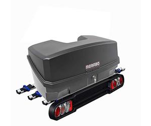 Menabo Race 3 Porte-vélos d’attelage pliable à 3 supports + Coffre à bagages Nekkar Noir