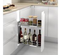 Menage Confort - Porte-Bouteilles à glissières latérales pour Meuble de Largeur extérieure 150 mm - Acier Chrome/mélamine Blanche