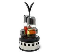 Menage Essig et huile Distributeur de vinaigre Verre Sel Poivre Set Acier inoxydable 209 Argent Verre Distributeur d'huile