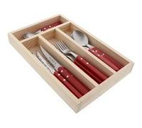 Ménagère 16 pièces Bistrot rouge - Jean Dubost - Rouge - Inox