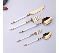 Ménagère 16 pièces en acier inoxydable, 4 couverts, coffret cadeau en bois doré, couteau, fourchette et cuillère, lavable au lave-vaisselle, couverts élégants pour la maison et la salle à ma