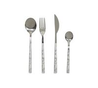 HOME DECO FACTORY Home Deco Factory KA5990 Ménagère 16 couverts Couteaux Fourchettes Cuillères à soupe et Cuillères à café Métal acier inoxydable Effet marbre Gris et blanc H24,5 x 5 x 16,5 cm